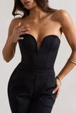 Camden Black Corset Style Tailored Straight Leg Jumpsuit