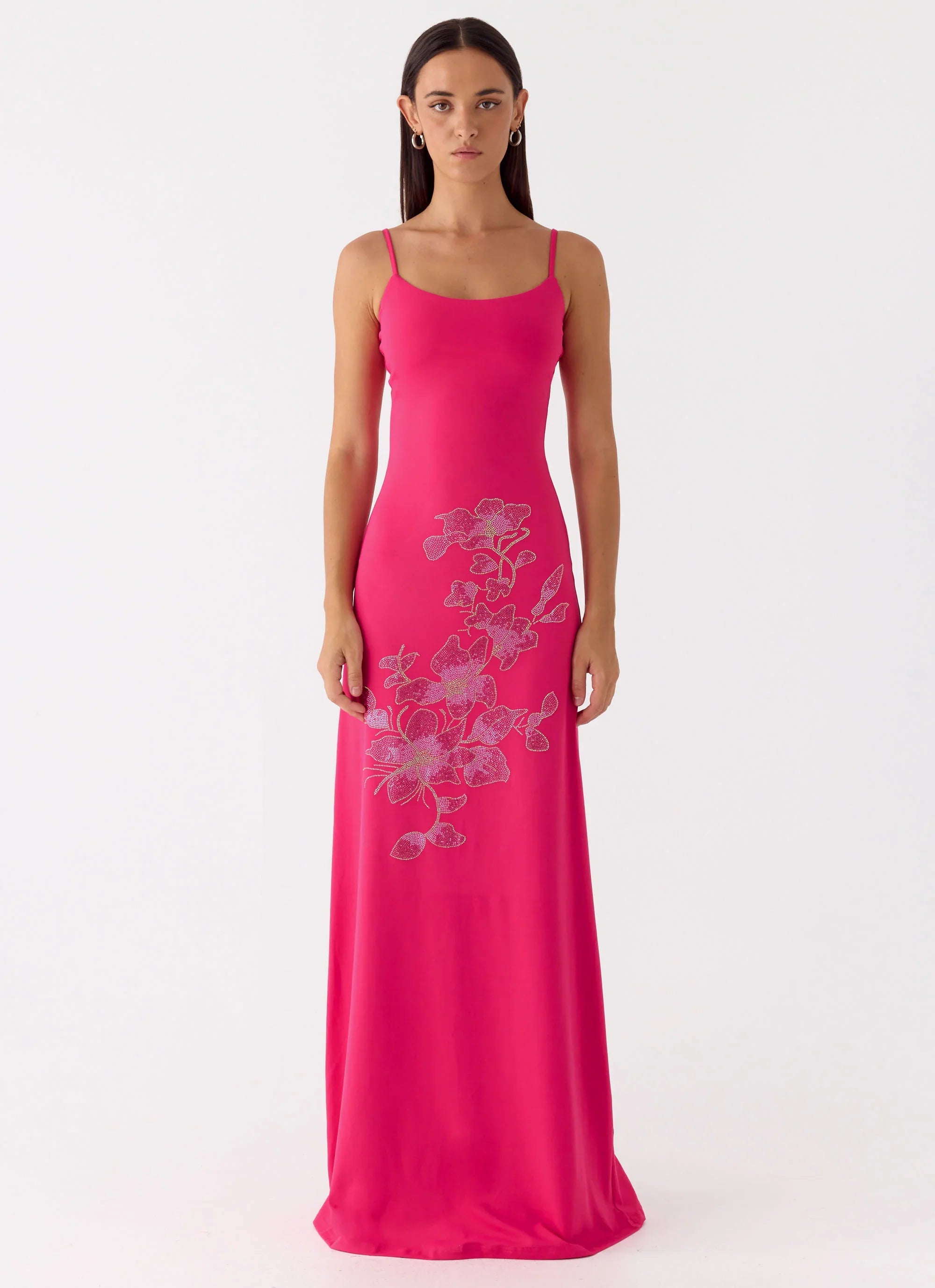 Carmine Embellished Maxi Dress Fuchsia