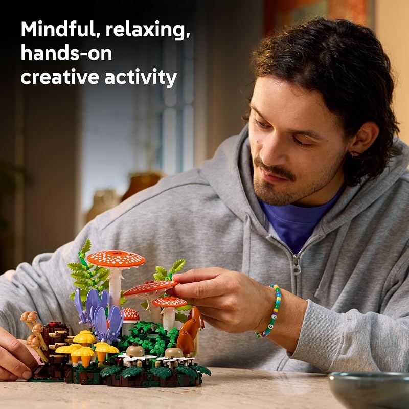LEGO Botanicals Woodland Mushrooms Building Set for Adults Ages 18 Mushroom Decor for Home Office or Desk Gifts for Women Men Craft Activity 11505