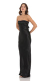 Strapless Satin Open Back Dress in Black
