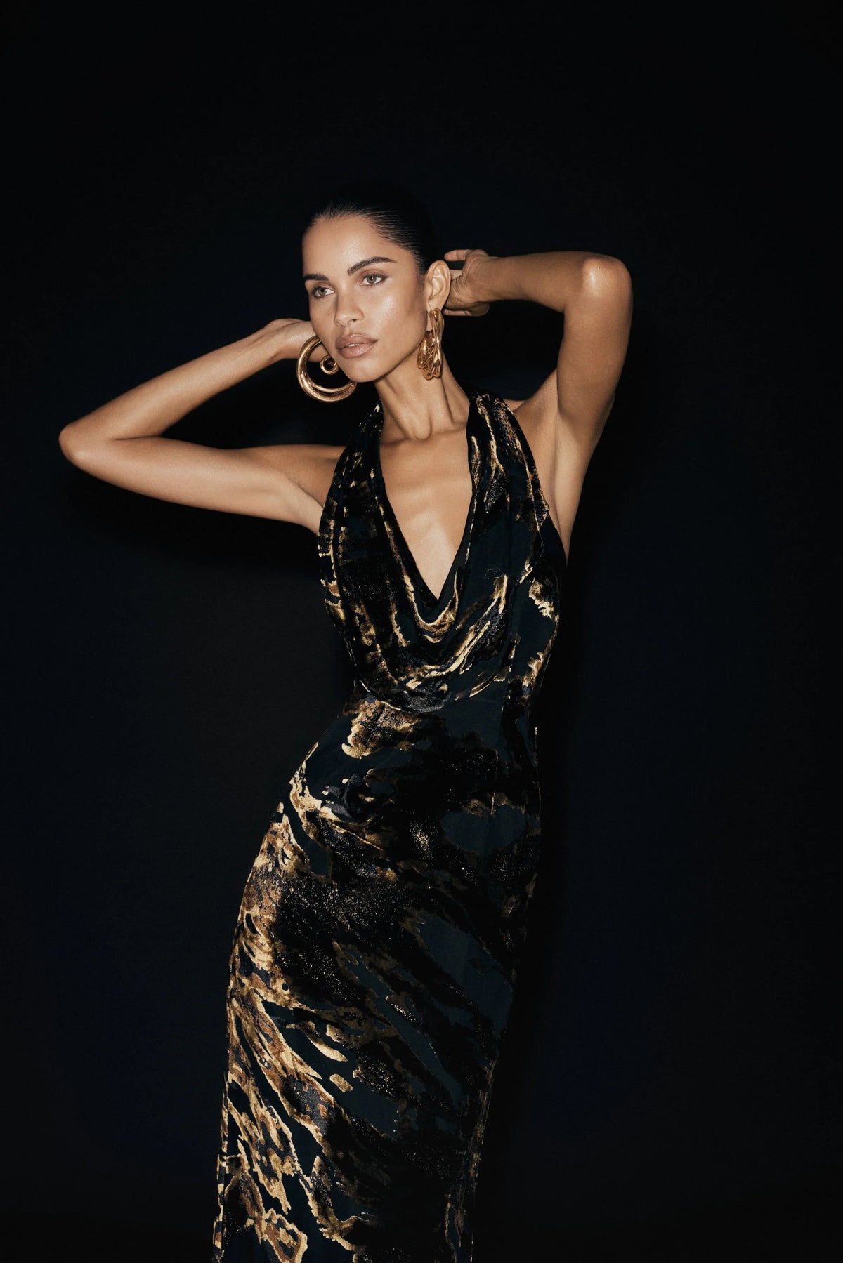 Talila Cowl Front Maxi Dress Velvet Burnout