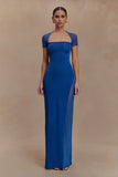Wyatt Slinky And Mesh Maxi Dress Cobalt Blue