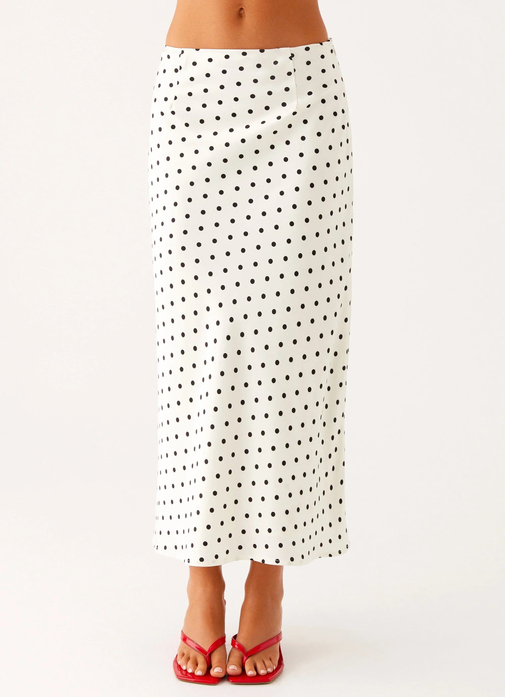 Breanne Midi Skirt White Polka Dot