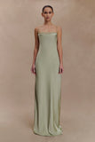 Isadora Lace Satin Maxi Dress Sage
