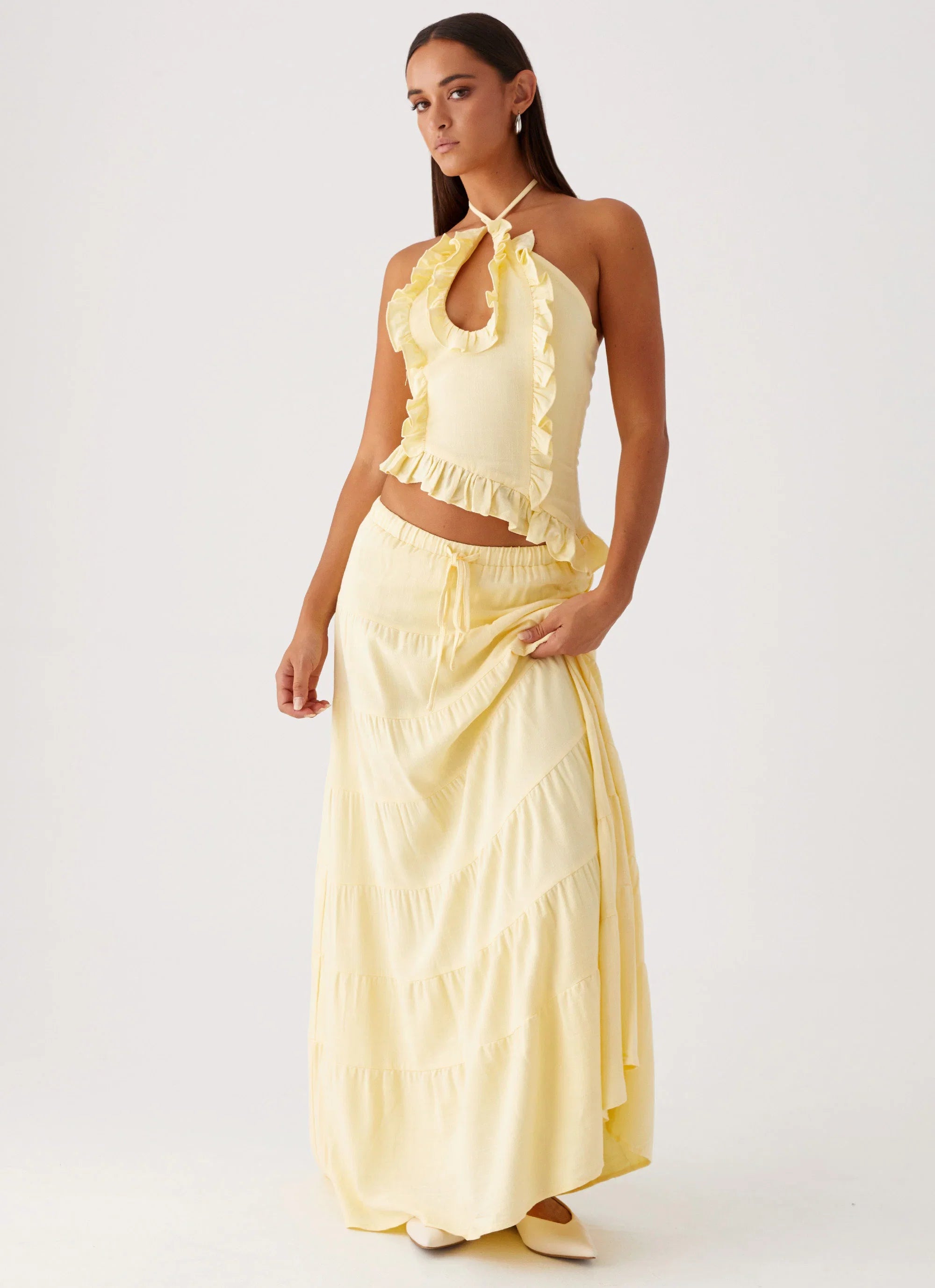 Mariella Linen Top Yellow