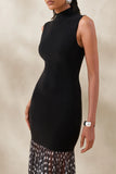 Felina Black High Neck Maxi Dress With Sheer Skirt