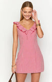 Ariette Red Gingham Frill Mini Dress