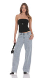 Relaxed Mid Rise Jeans in Light Blue