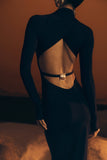 Kiyah Slinky Cut Out Maxi Dress Black