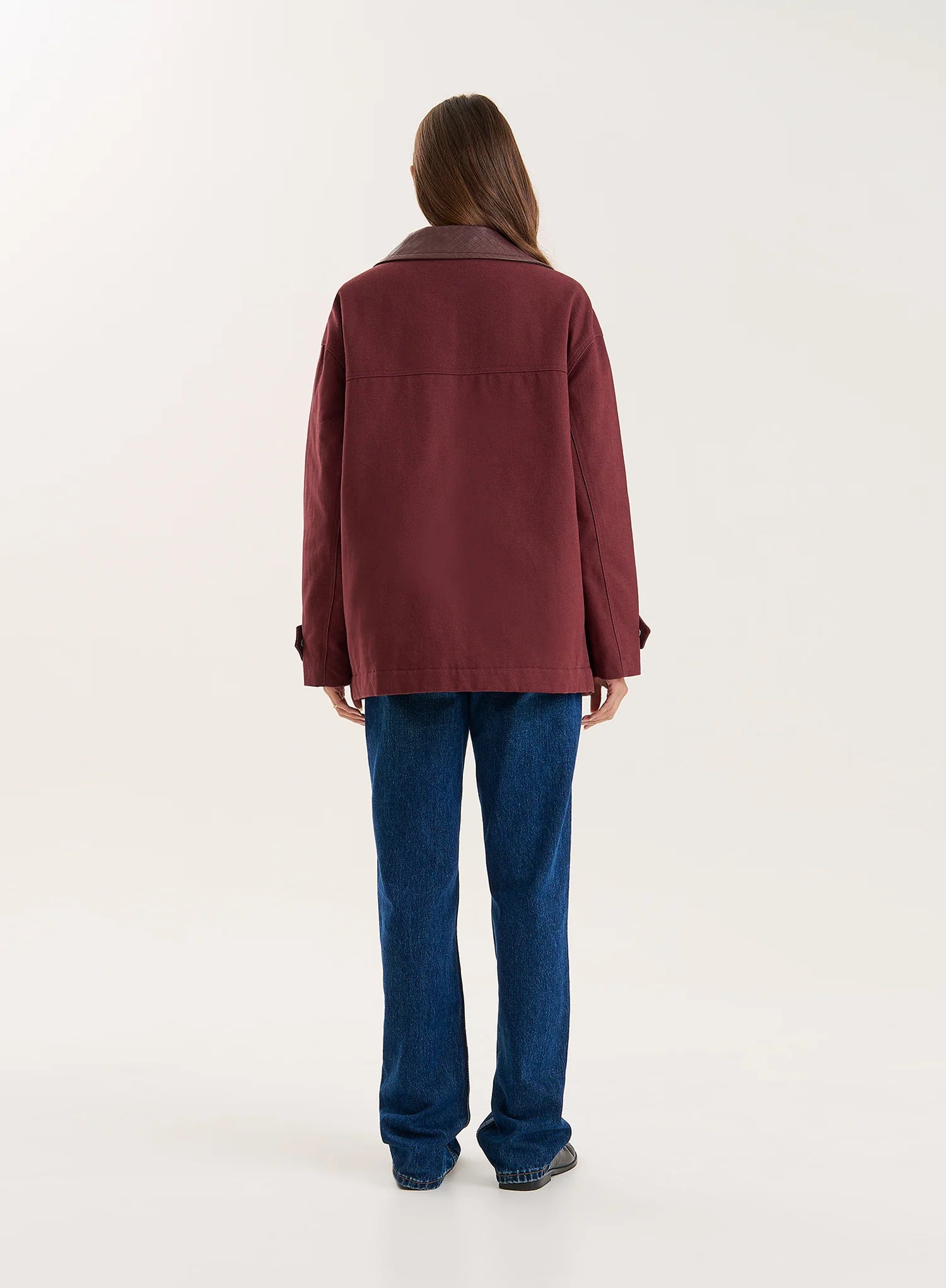 Burgundy Front Pocket Barn Shacket
