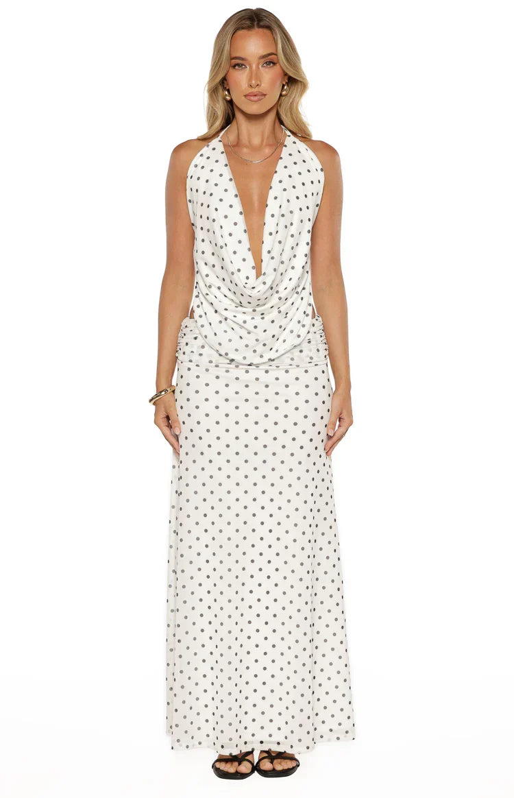 Rozie White Polka Dot Mesh Top