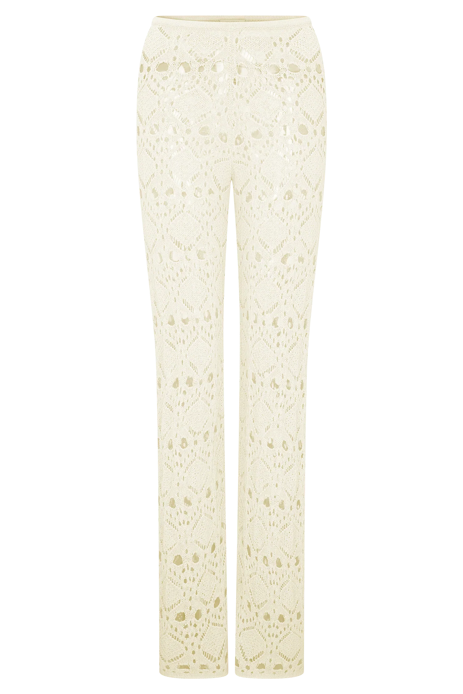 Trena Crochet Knit Pants Ivory