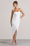 Chosen White Bandeau Wrap Maxi Dress With Feather Trim