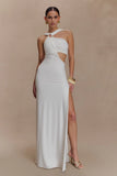 Lottie Slinky Maxi Dress With Split White