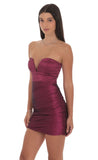 Strapless Sweetheart Cut Dress in Plum