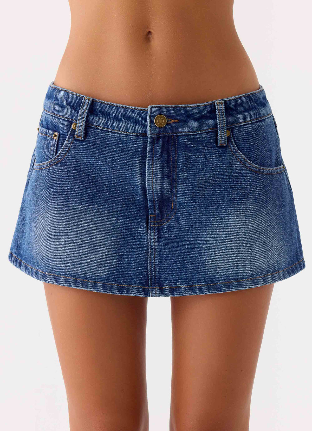 Sebastian Low Rise Denim Mini Skort Blue Wash
