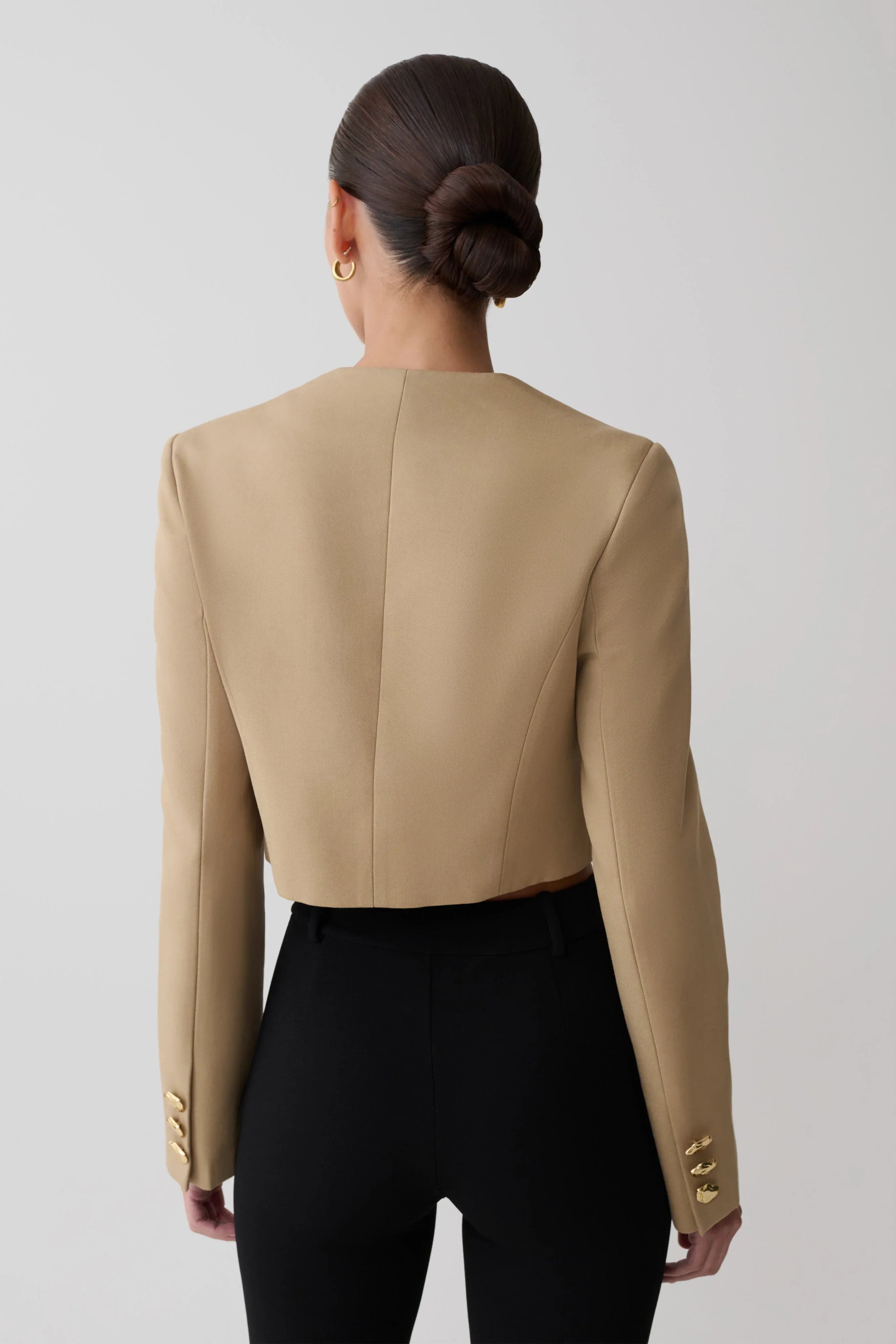 Marielle Button Up Cropped Jacket Taupe