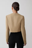 Marielle Button Up Cropped Jacket Taupe