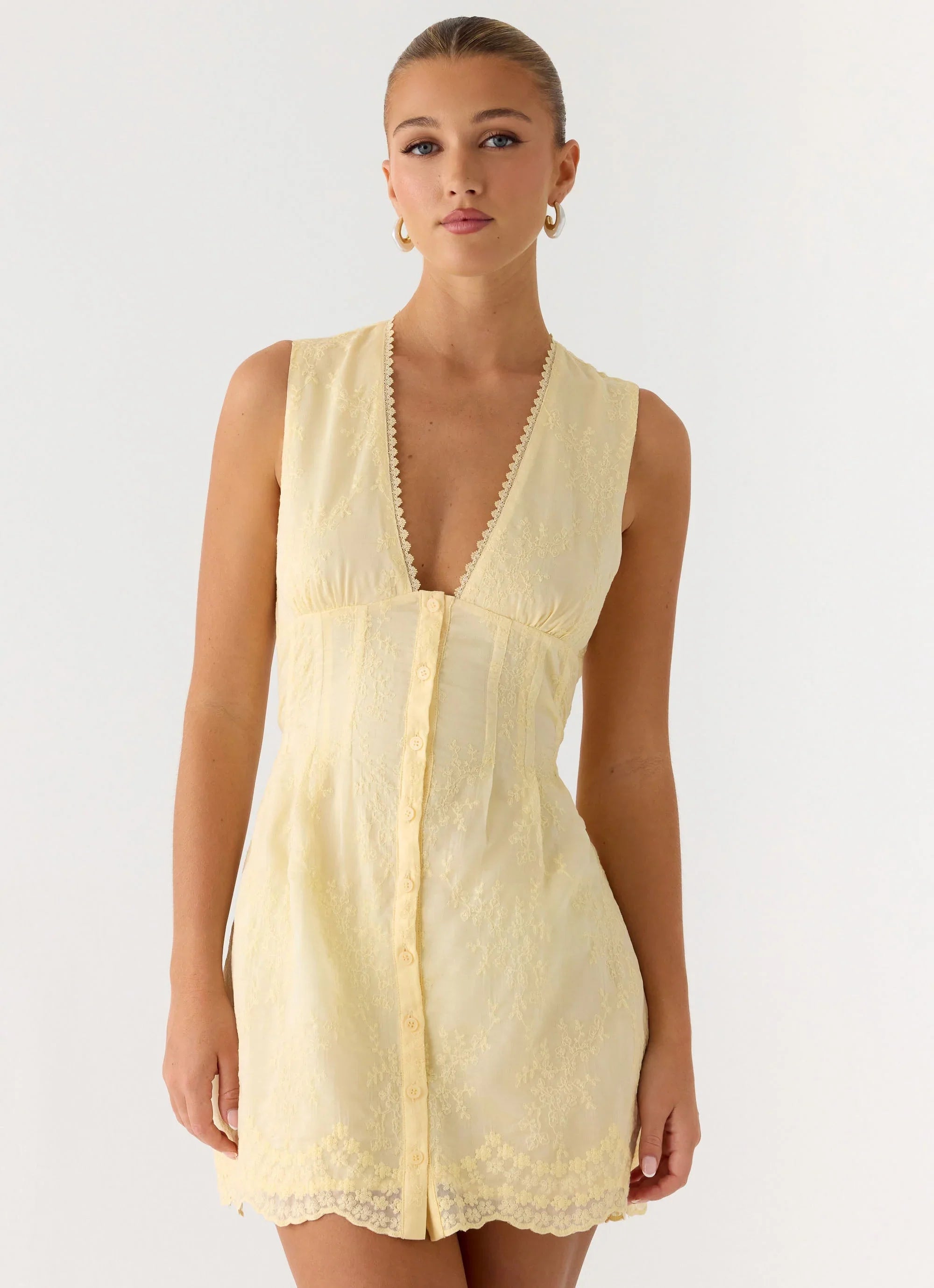 Burning Bright Mini Dress Butter Yellow