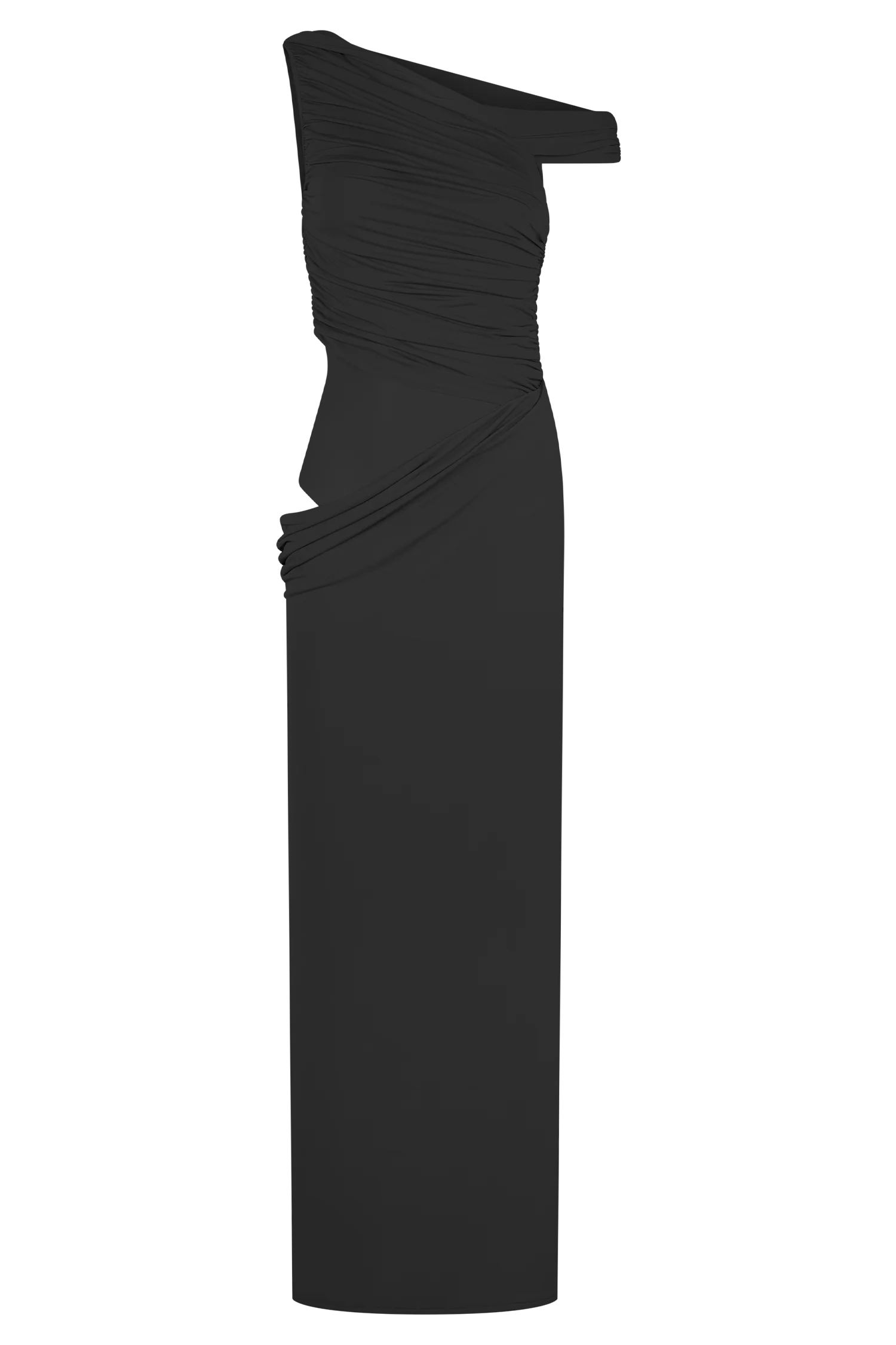 Callen One Shoulder Slinky Maxi Dress Black