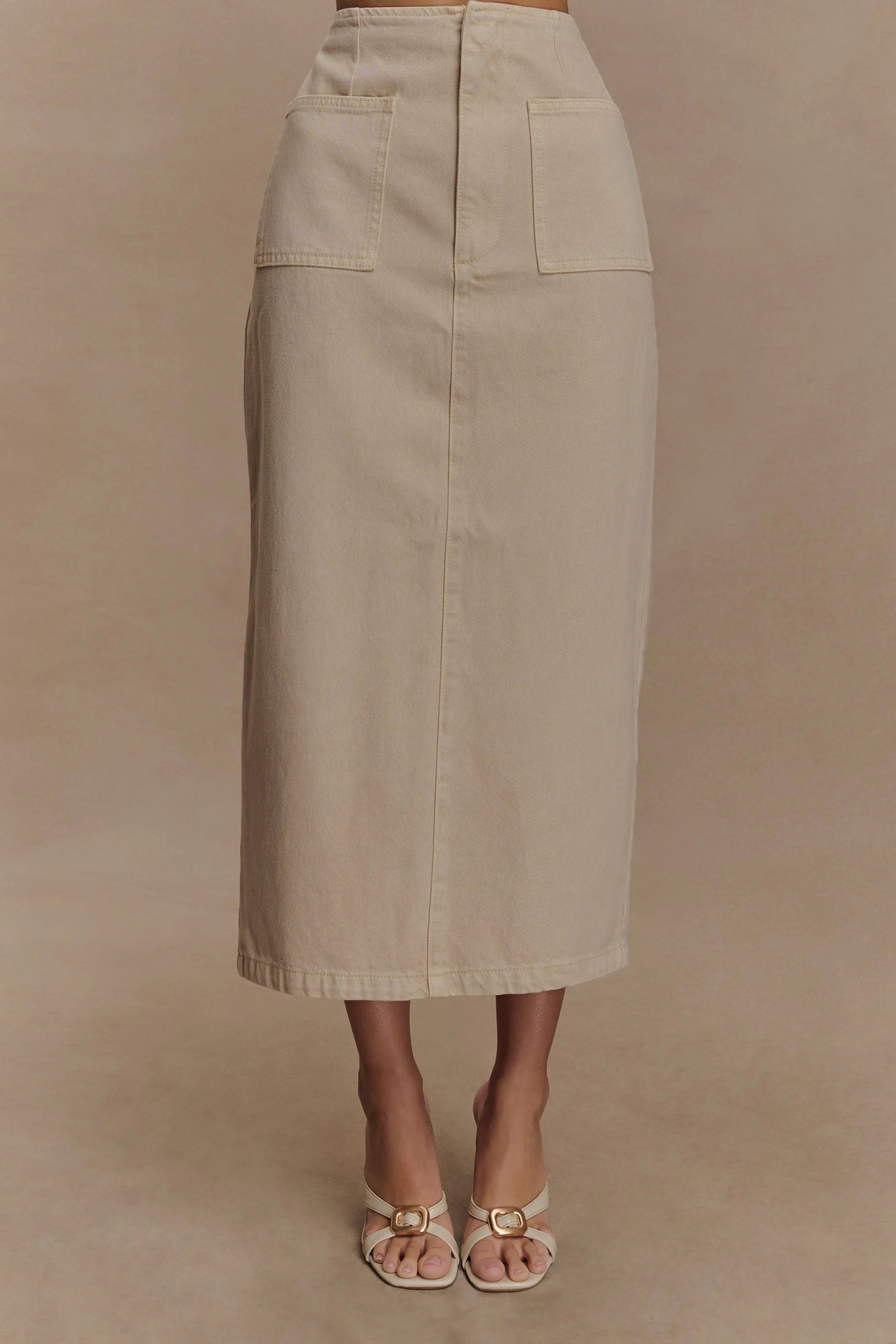 Fallon Denim Midi Skirt Stone Wash