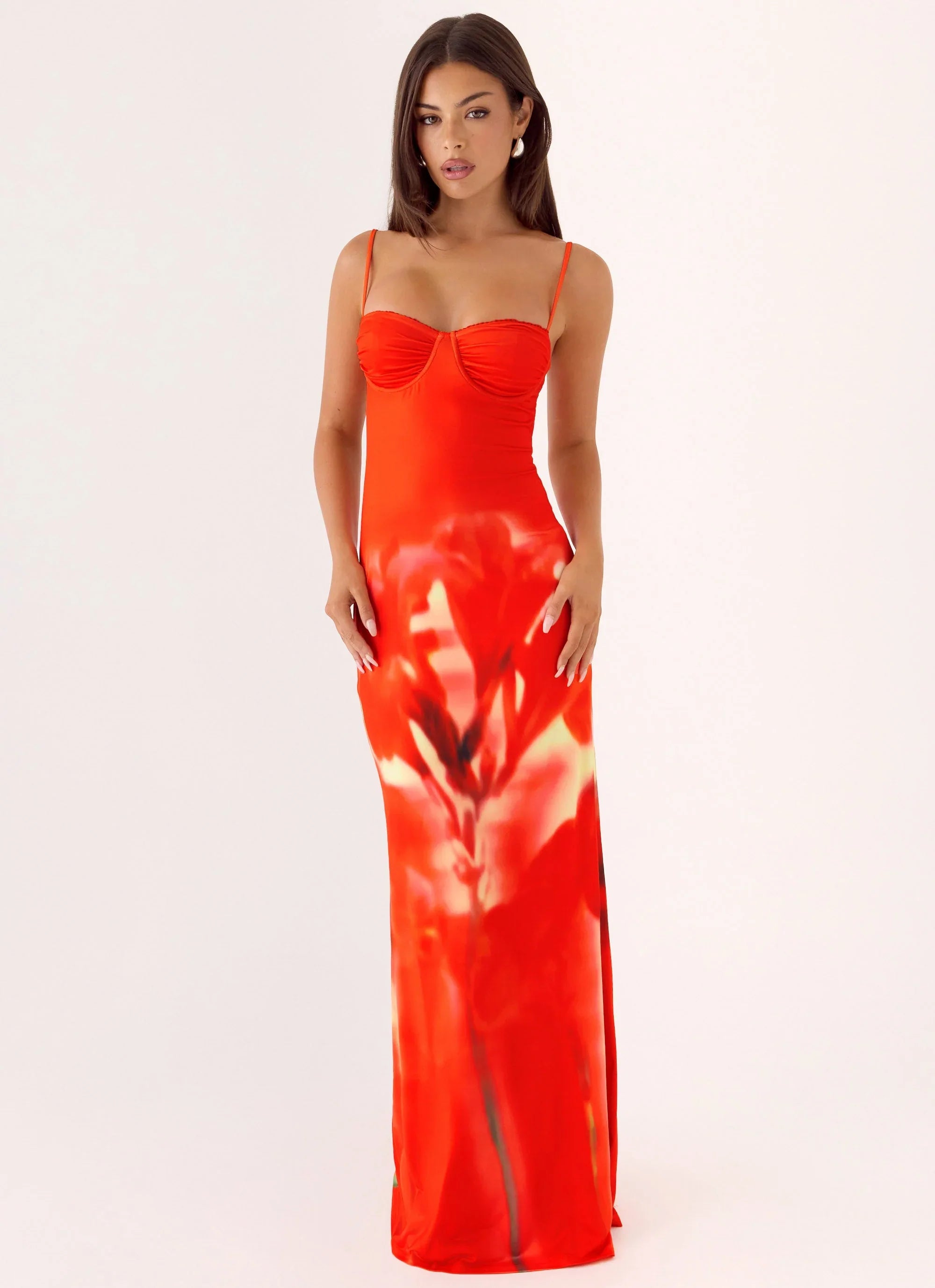 Vamonos Maxi Dress Fire Petal