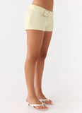 Favourite Moment Belt Mini Shorts Pale Yellow