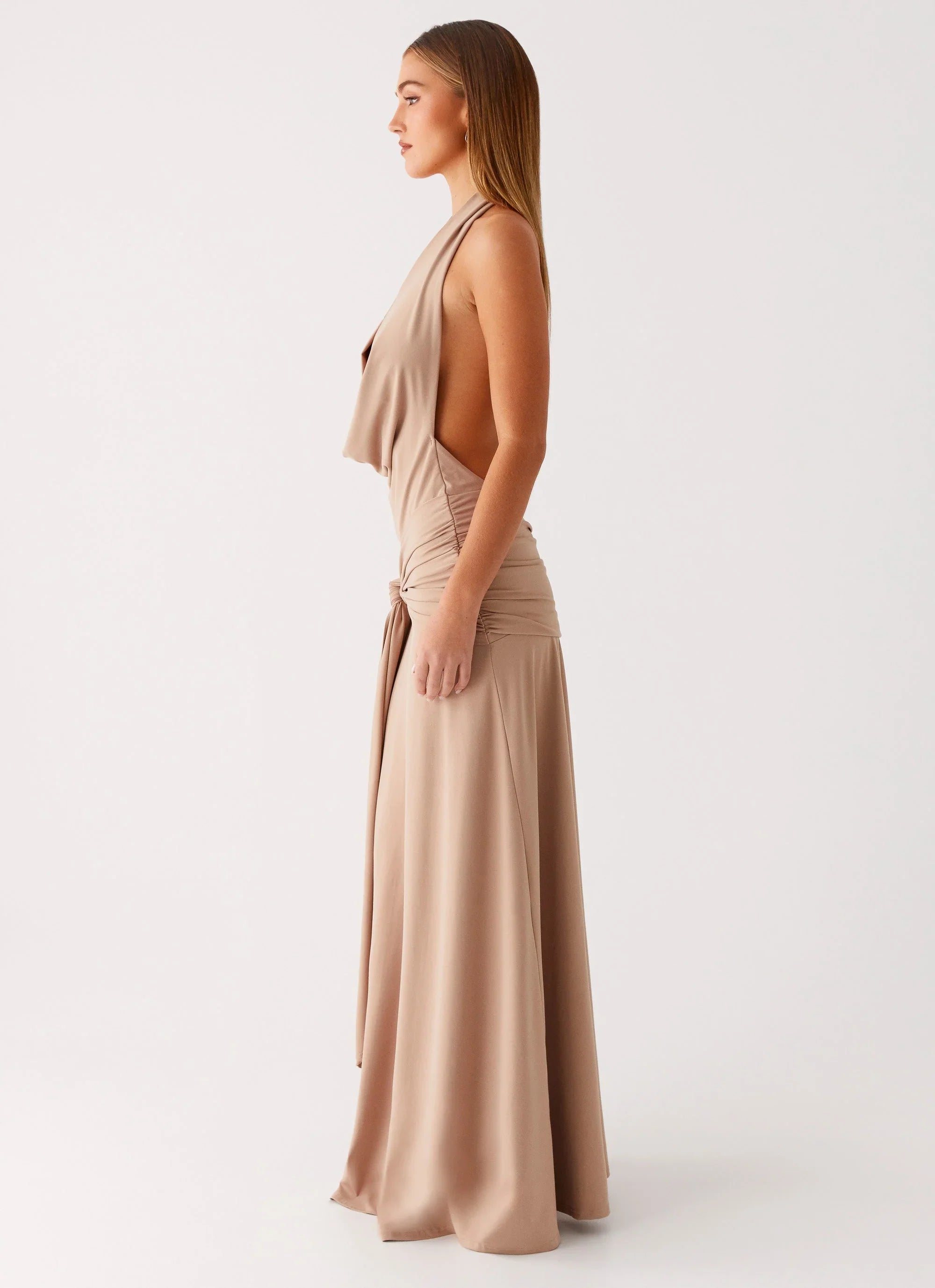 Rowan Ray Cowl Maxi Dress Light Taupe