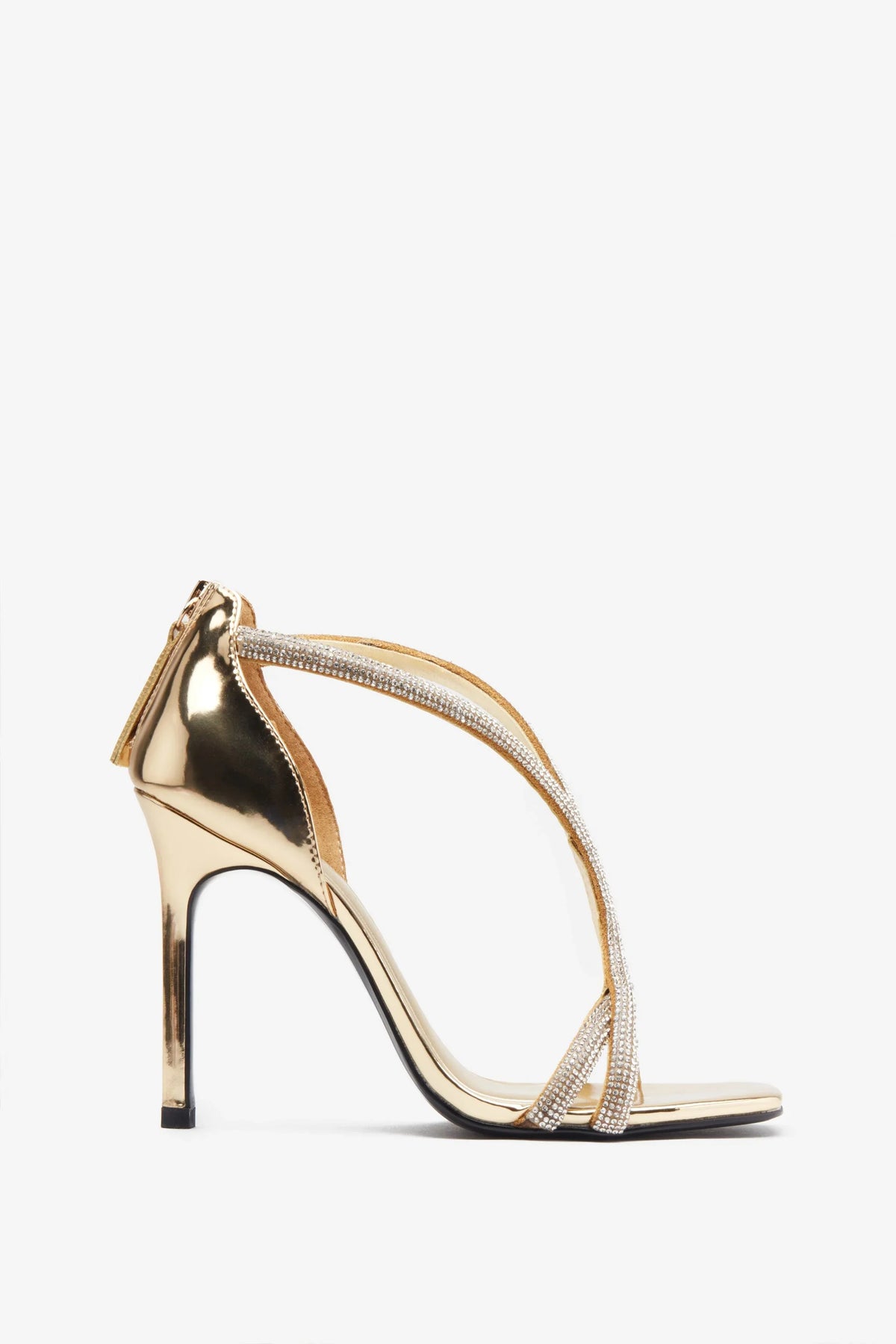 Pluto Gold Metallic Diamante Heeled Sandals