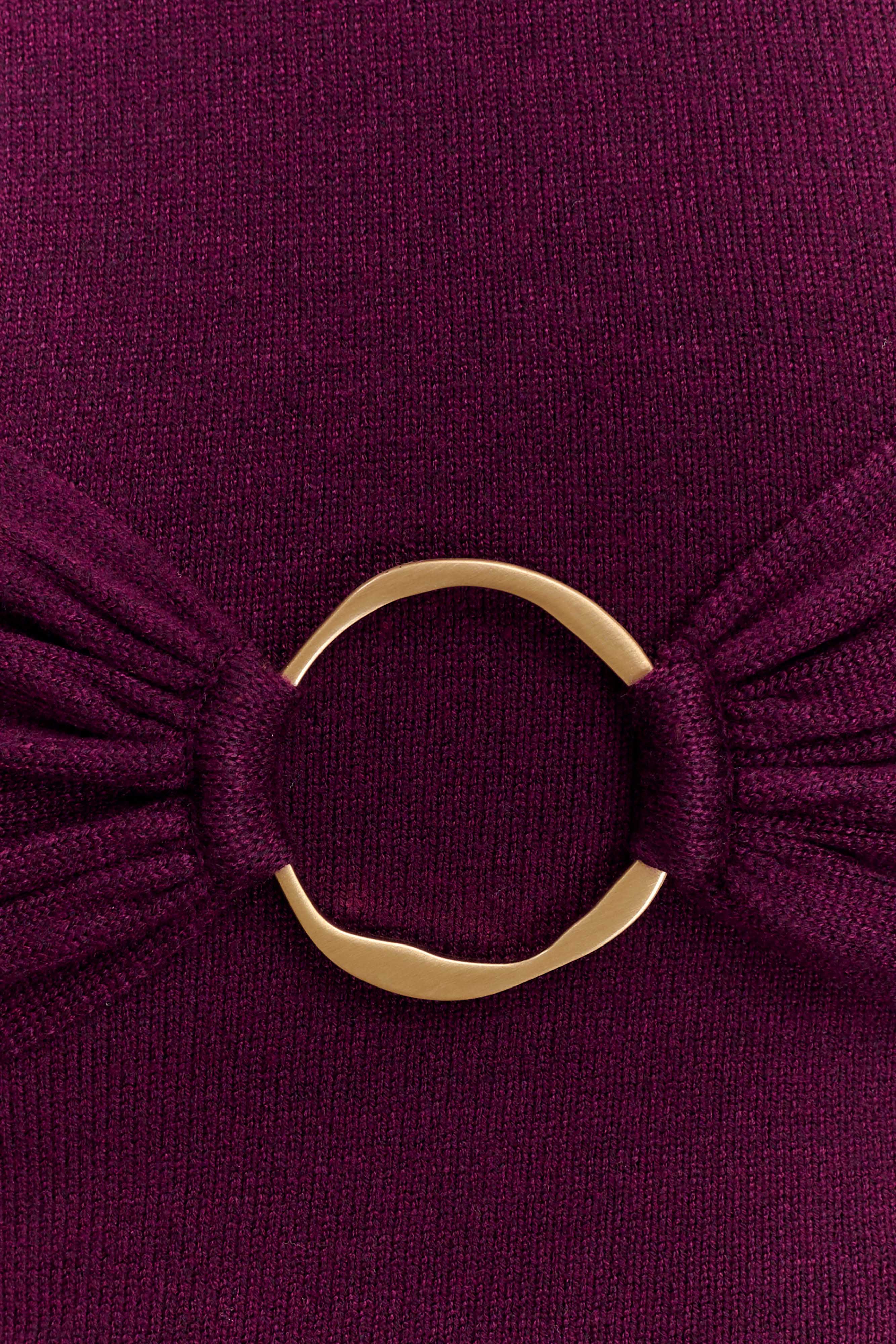 Azariah Long Sleeve Knit Midi Dress Plum
