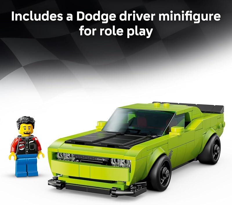 LEGO Speed Champions Dodge Challenger SRT Hellcat Sports Car Toy Building Set for Learning Play and Display Kids Toy for Boys and Girls Ages 9 Birthday Gift Idea for Race Car Fans 77237
