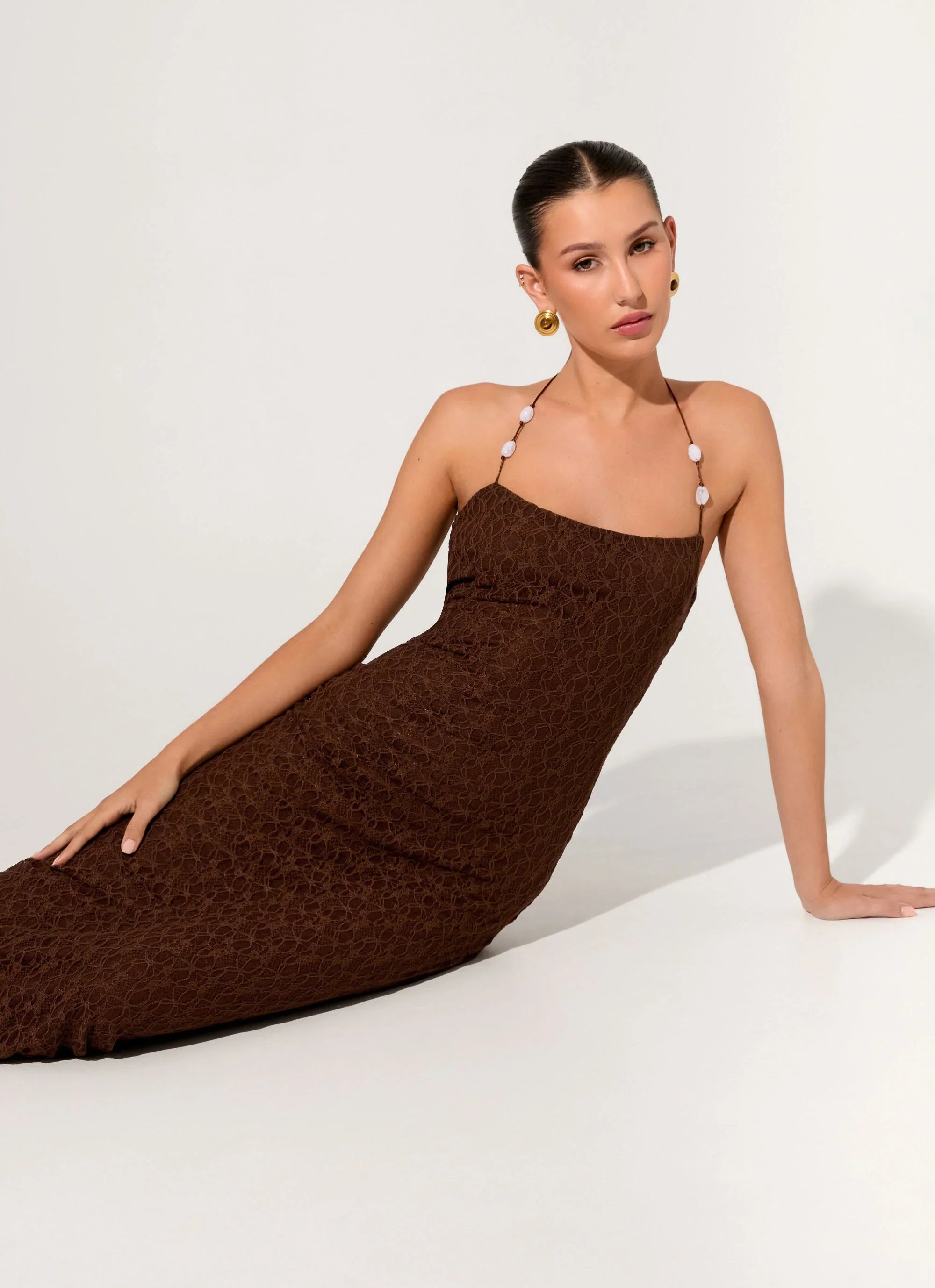 Promise Me Lace Maxi Dress Chocolate