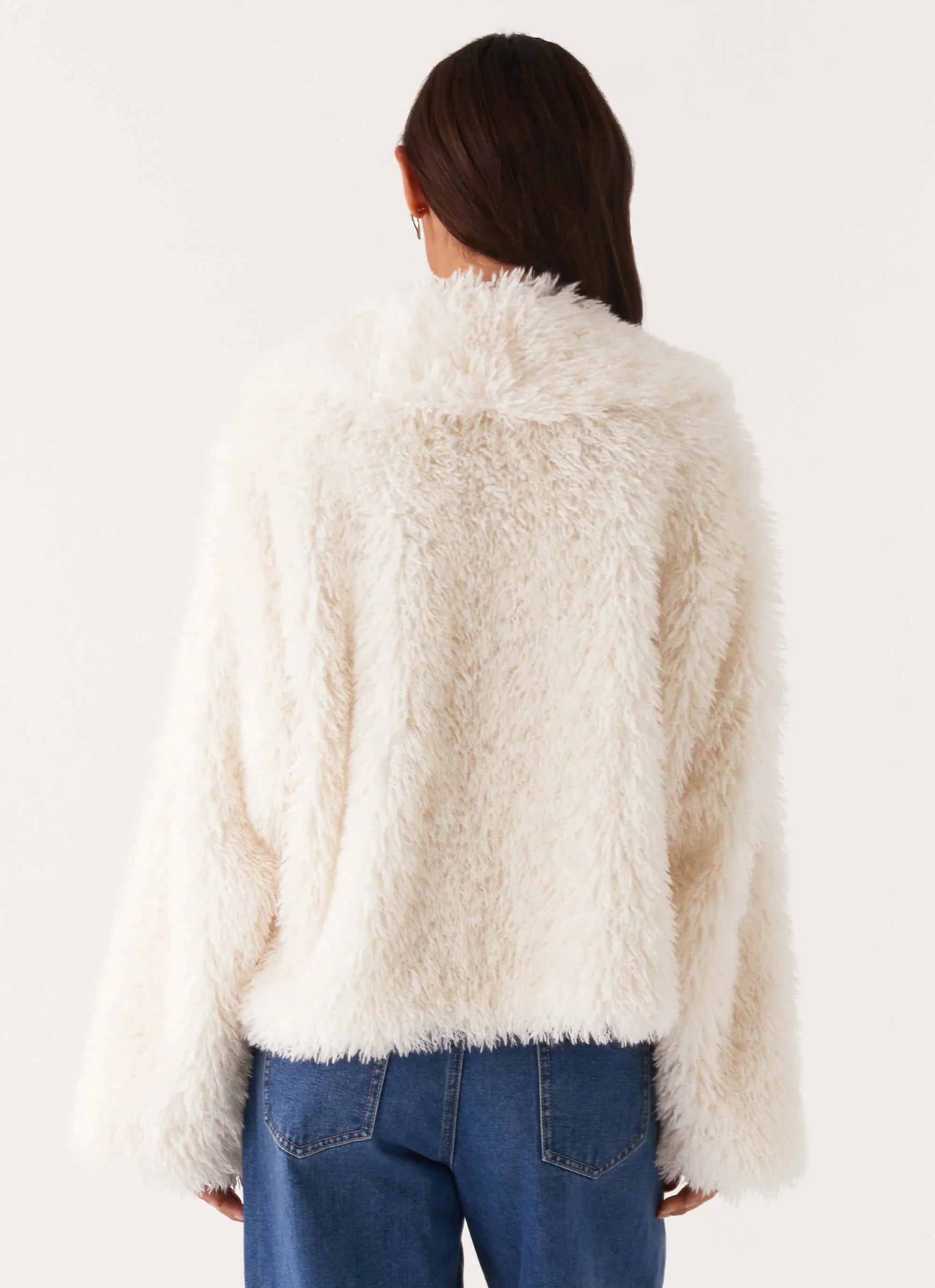 Denver Oversized Fur Jacket Ivory