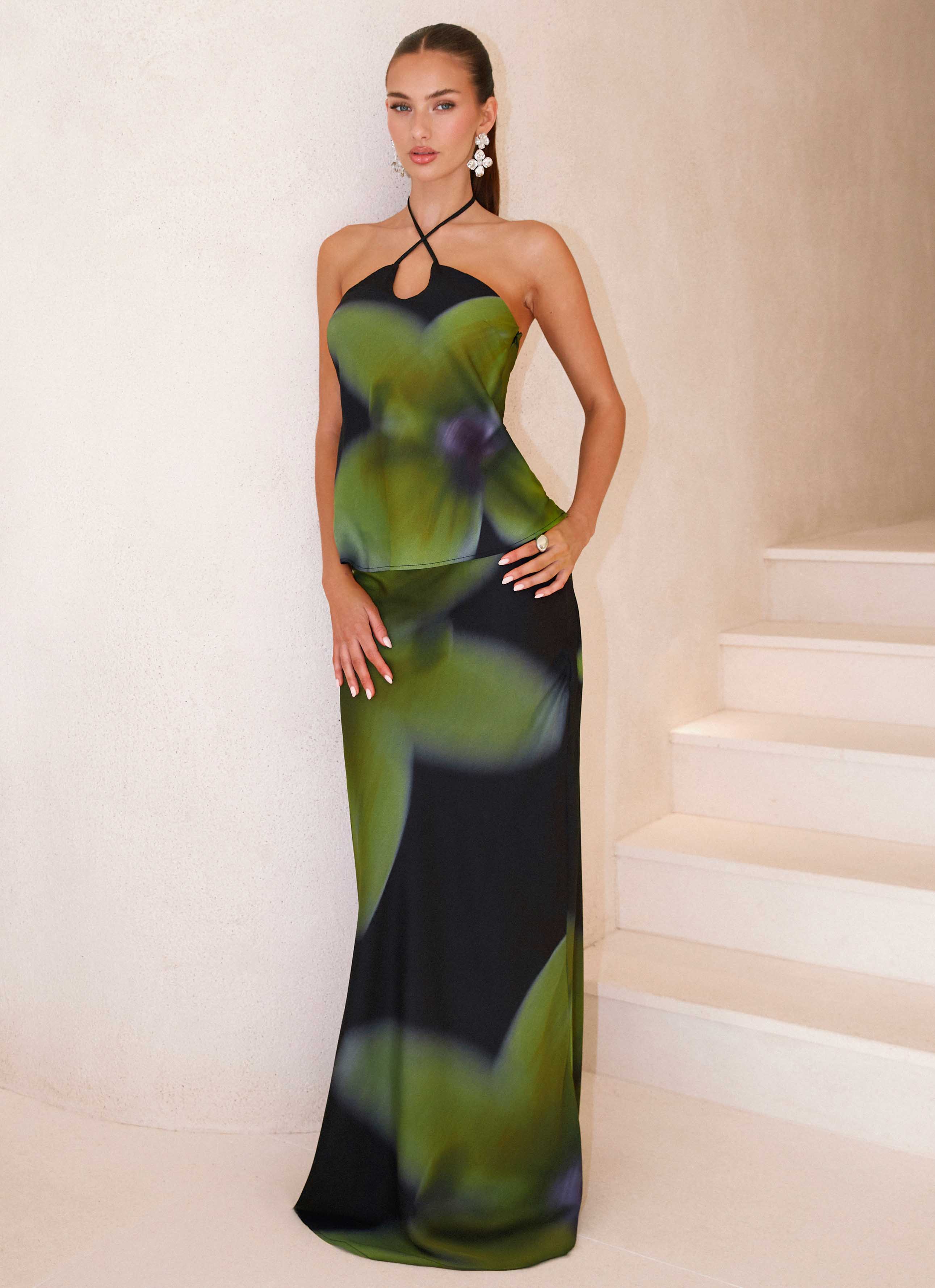 Rosetta Maxi Skirt Lime Flower