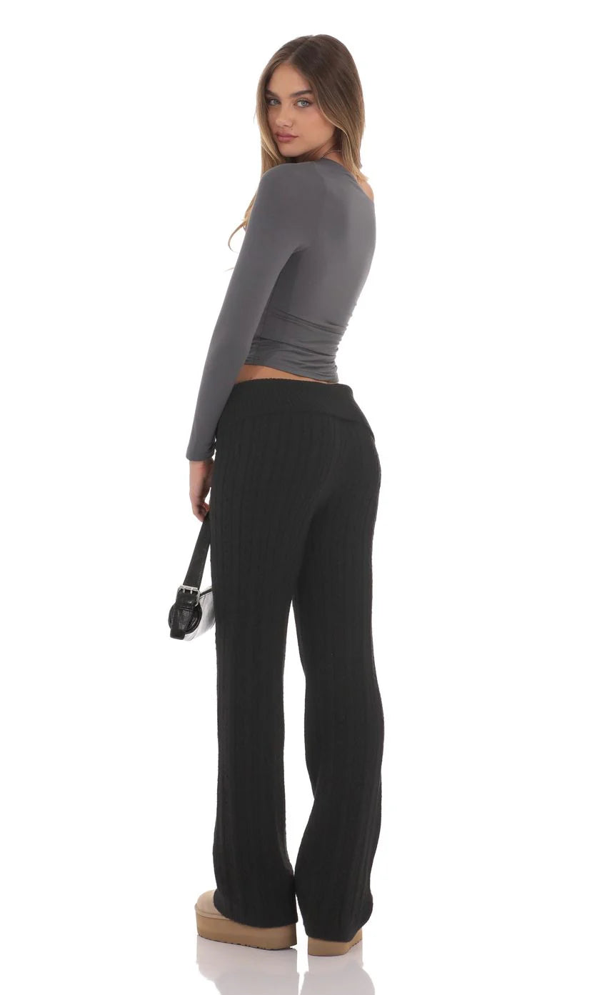 Cable Knit Pants in Black