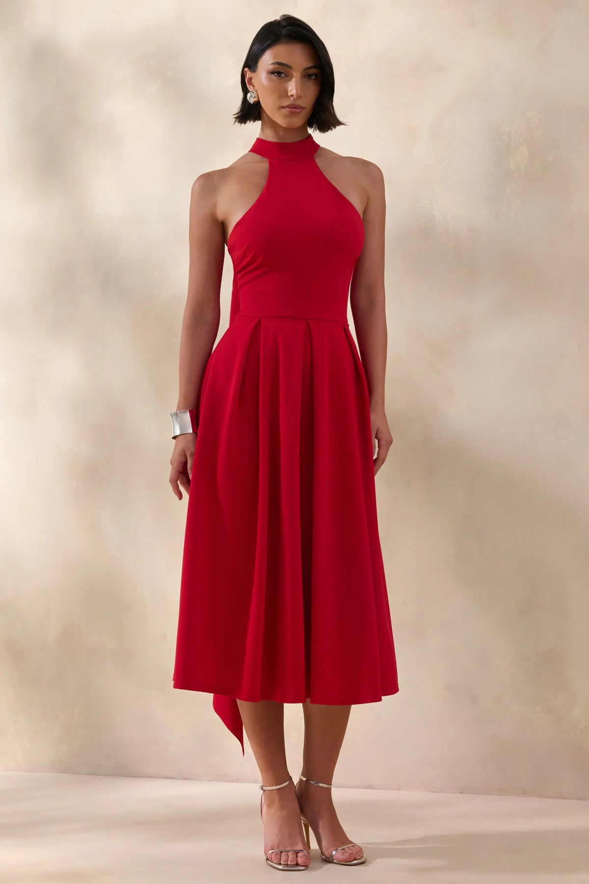 Rhode Red Halter Neck Midi Dress
