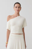 Luu Off Shoulder Slinky Top Ivory