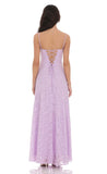 Burnout Lace Up Maxi Dress in Lavender
