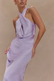 Phyllis Satin Halter Maxi Dress Lilac