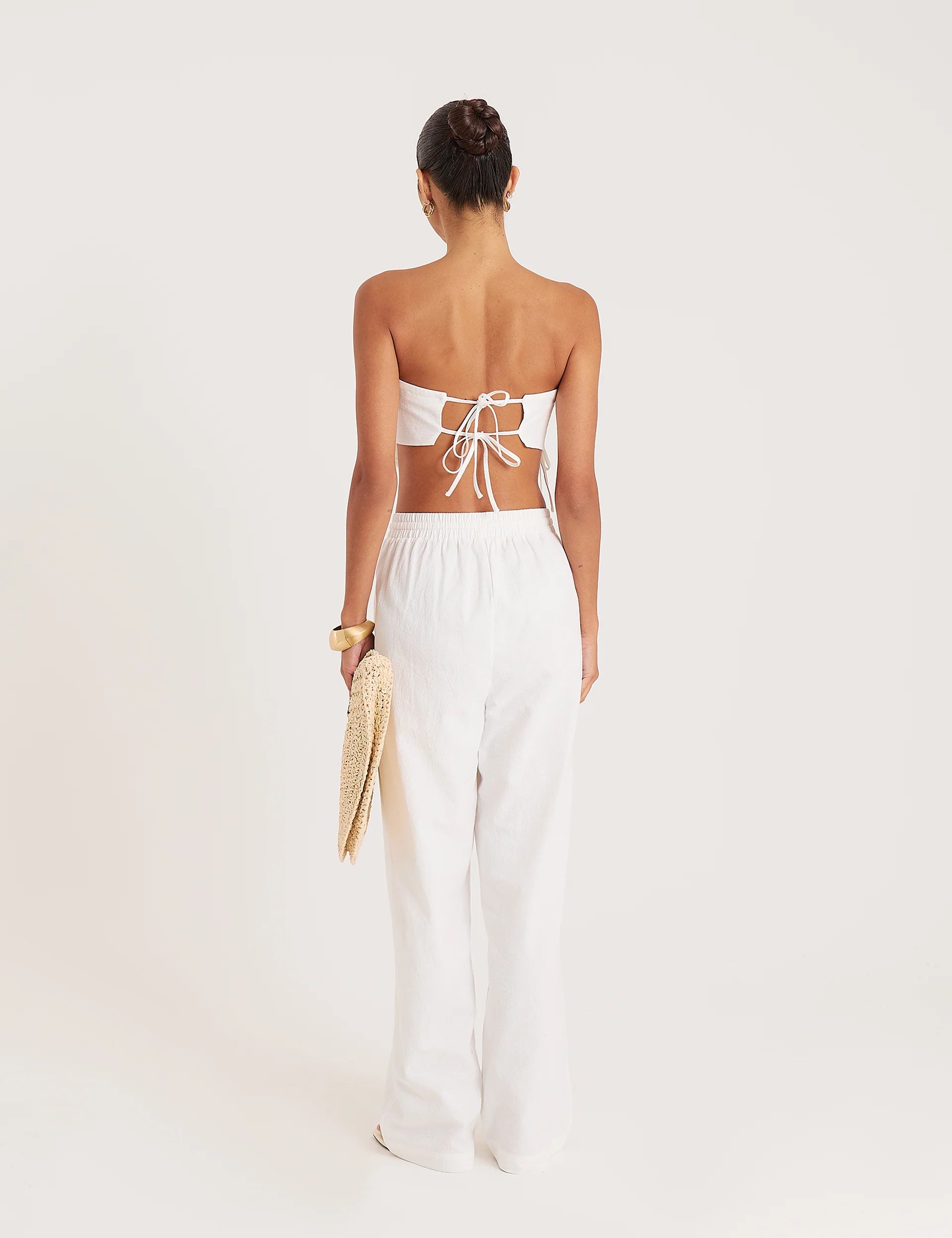 White Cotton Bandeau Crop Scarf Top