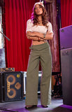Rewind Green Buckle Detail Straight Leg Pants