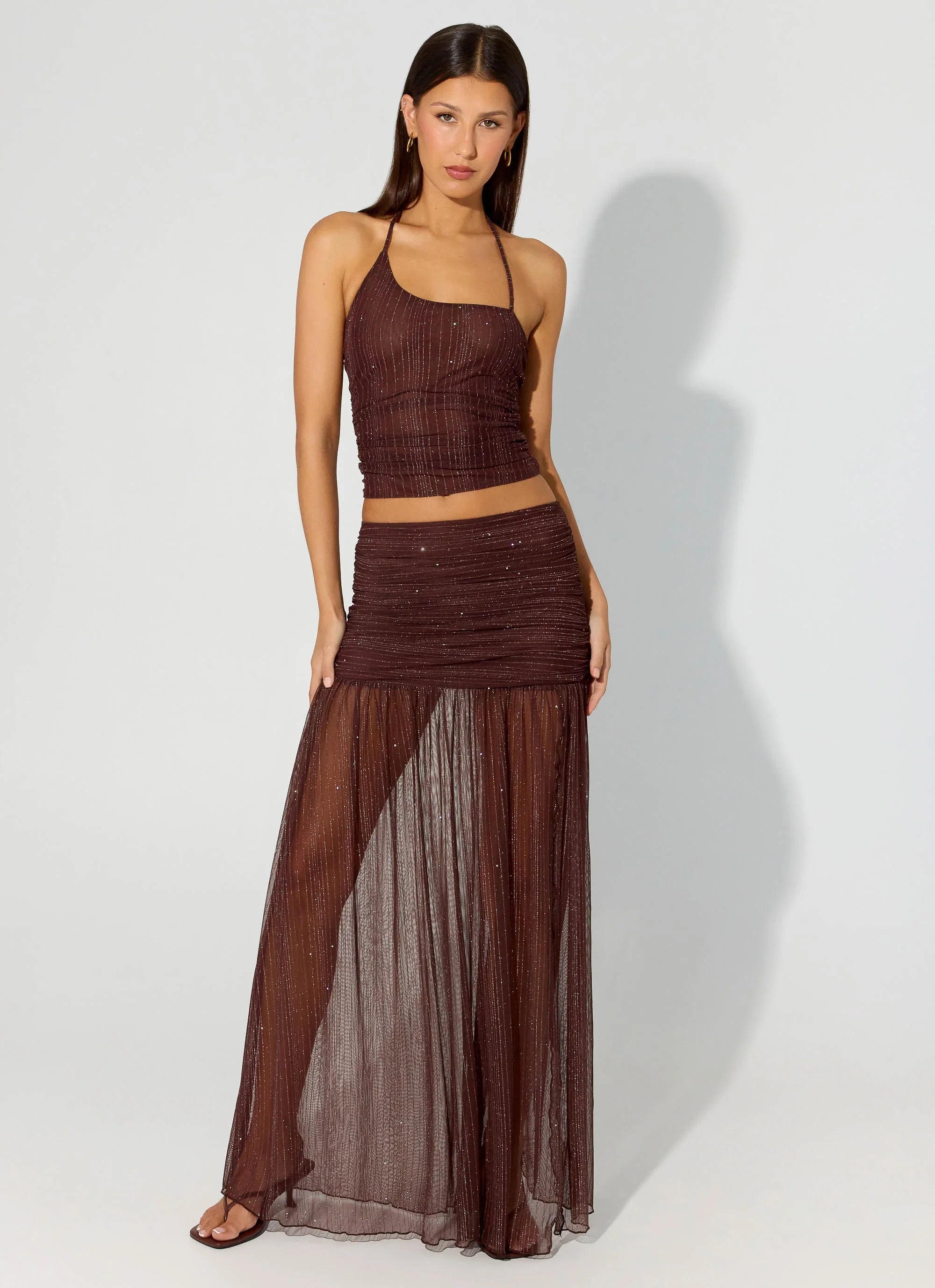 Sparkling Night Maxi Skirt Chocolate