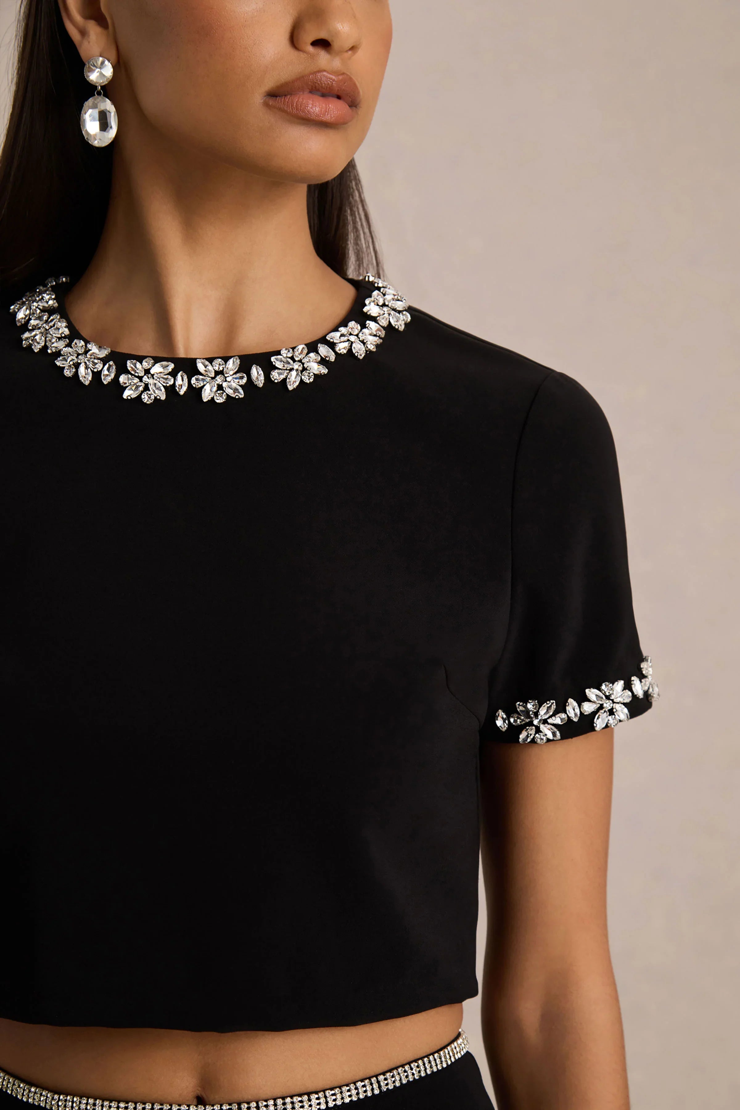 Aven Black Hand Embellished Maxi Skirt