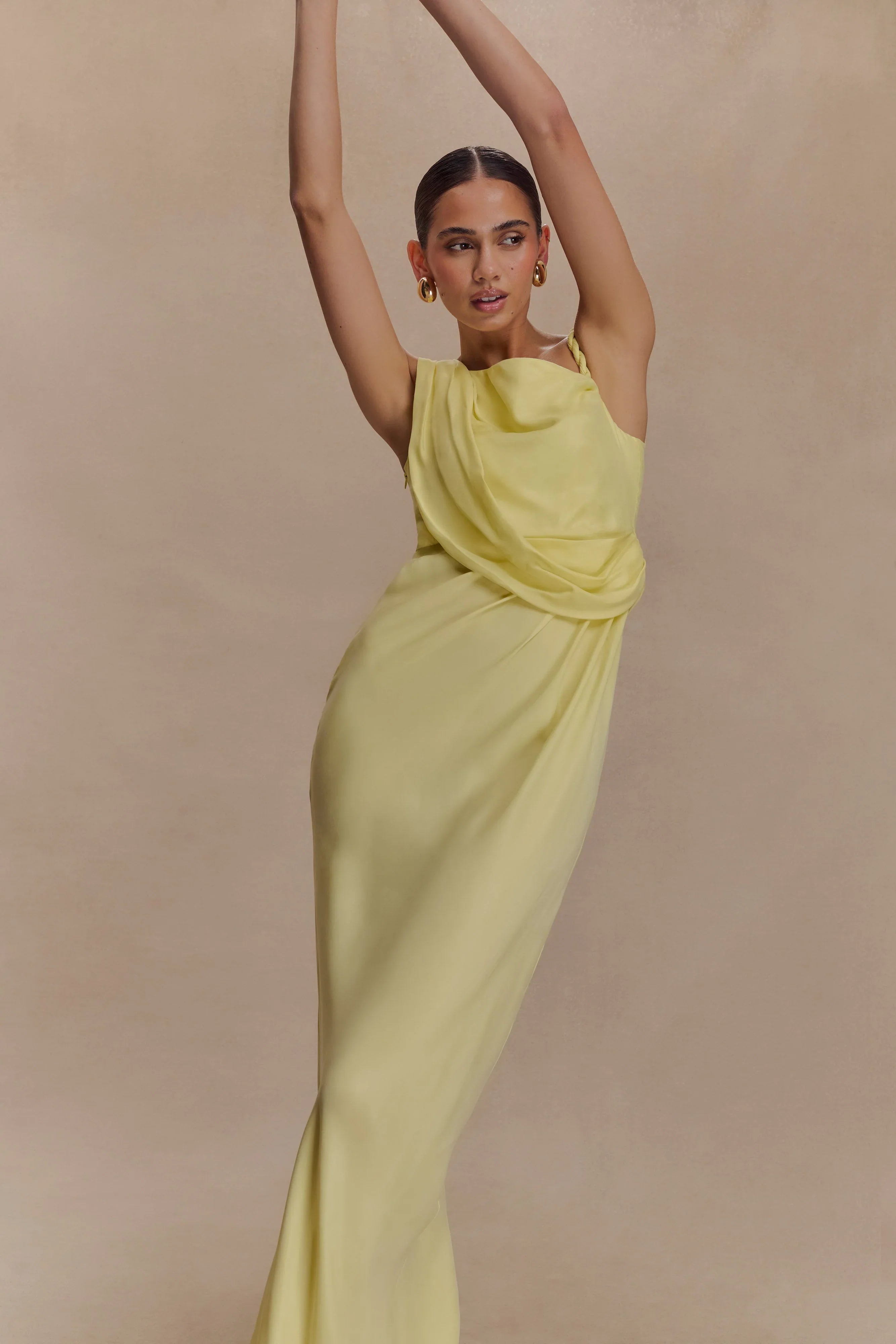 Lorieanne Draped Maxi Dress Lemon
