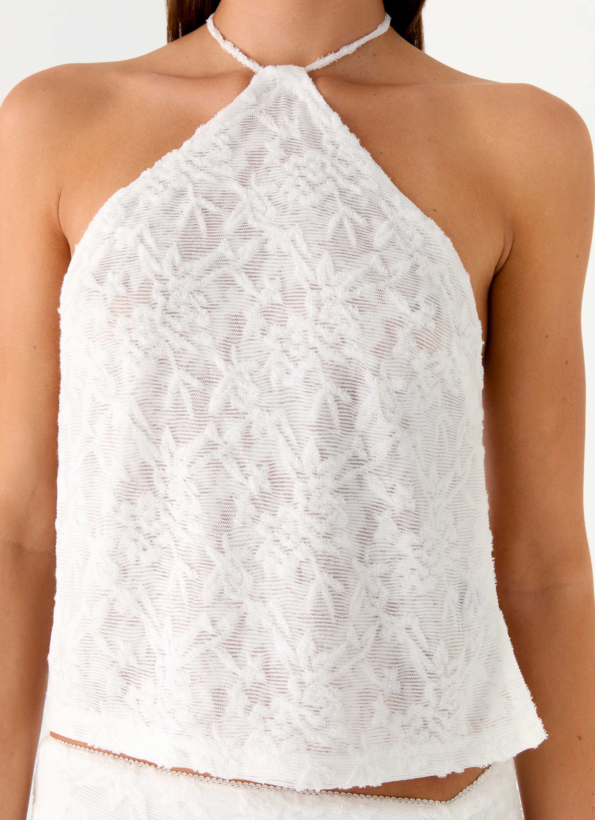 Griff Backless Jacquard Top White