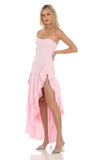 Fishtail Strapless Corset Maxi Dress in Pink