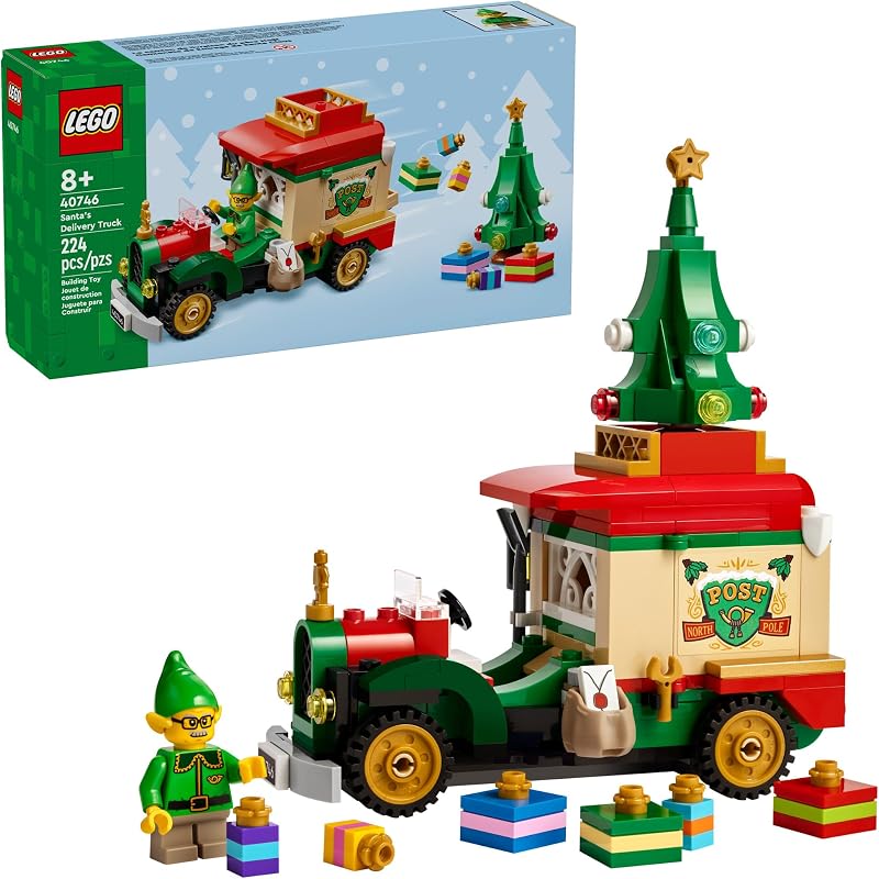 LEGO Santas Delivery Truck Building Toy for Kids Construction Set for Play or Christmas Decor Building Blocks for Girls Boys Ages 8 Holiday Craft Ideas for Families 40746