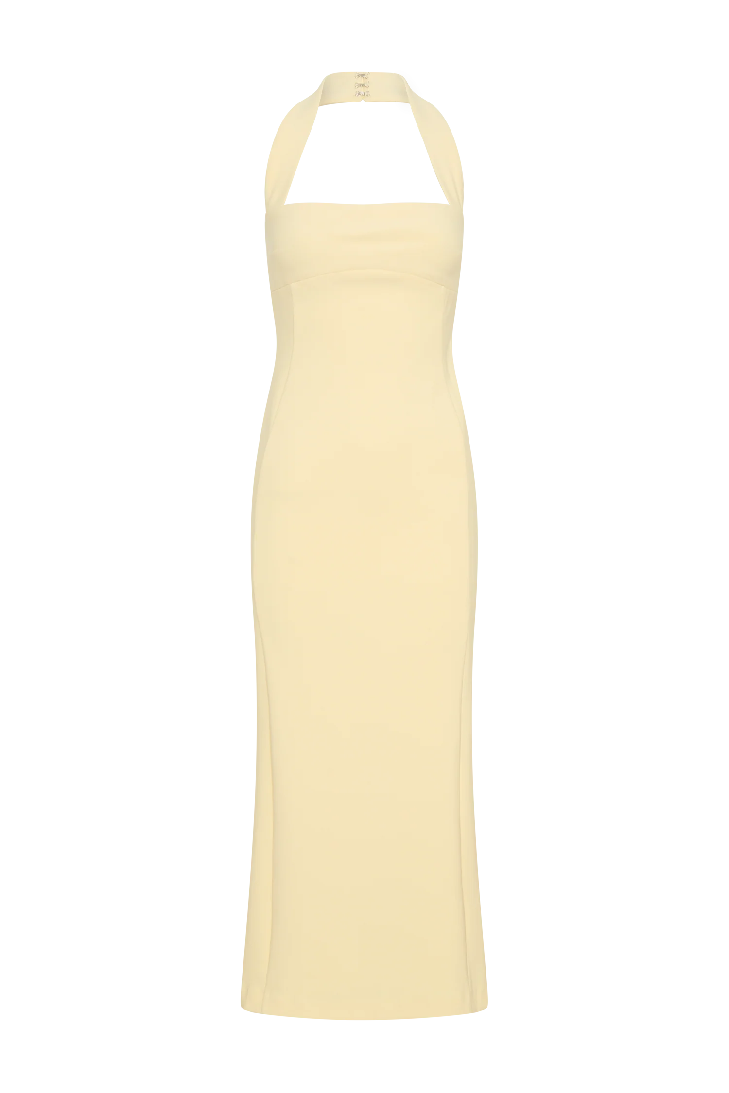 Amelita Suiting Halter Midi Dress Pale Lemon