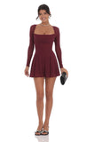 Shimmer Draped Fit and Flare Dress in Burgundy