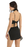 Rhinestone Two Piece Skirt Set in Black
